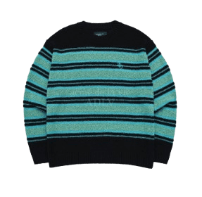 SYMBOL LOGO RIVET STRIPE TERRY KNIT BLACK