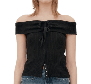 STRING OFF SHOULDER TOP- BLACK