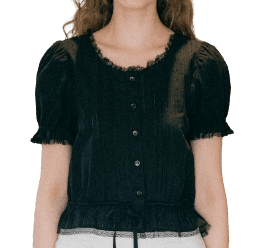 FRILL SHIRRING BLOUSE BLACK