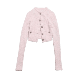 여성 크롭 가디건 핑크
