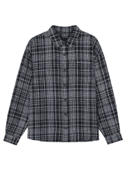 남성 코튼린넨 원포켓 체크 긴팔 셔츠(B242SH350P)