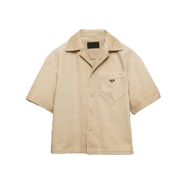 빈티지 효과 불 데님 쇼트 슬리브 셔츠