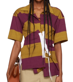 버건디 & 옐로우 레이스업 폴로 셔츠